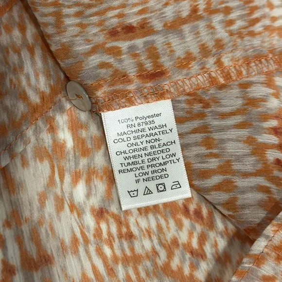 Excellent condition: Susan Graver orange V-neck semi-sheer top, size 10 - Picture 8 of 8